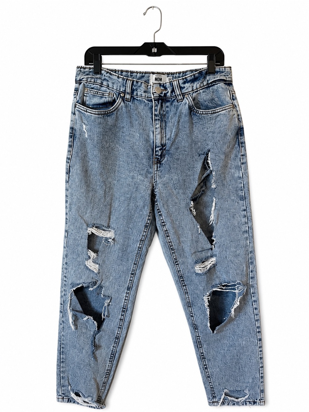 Refuge MOM Style Light Wash Distressed Ripped Jeans Women's 11